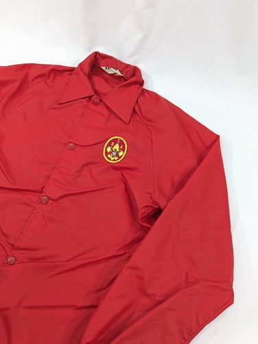 Vintage Duckster Red Nylon Official BSA UnLined Windbreaker Jacket Boy Scouts S