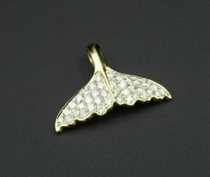 Authentic Mermaid Tail Simulated Diamond Women's Pendant 14k Yellow Gold Plated Silver