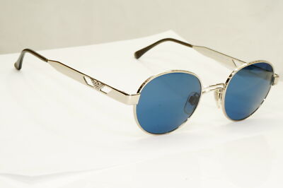 Emporio Armani Sunglasses 1997 Vintage Silver Round Blue  display picture 3