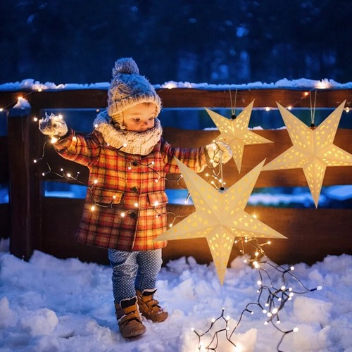 3pcs Paper Star Lantern with 300cm LED String Lights Christmas Decoration