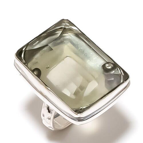 Natural Green Amethyst Gemstone Handmade 925 Sterling Silver Ring Size 8 Gift M7 - 第 1/7 張圖片