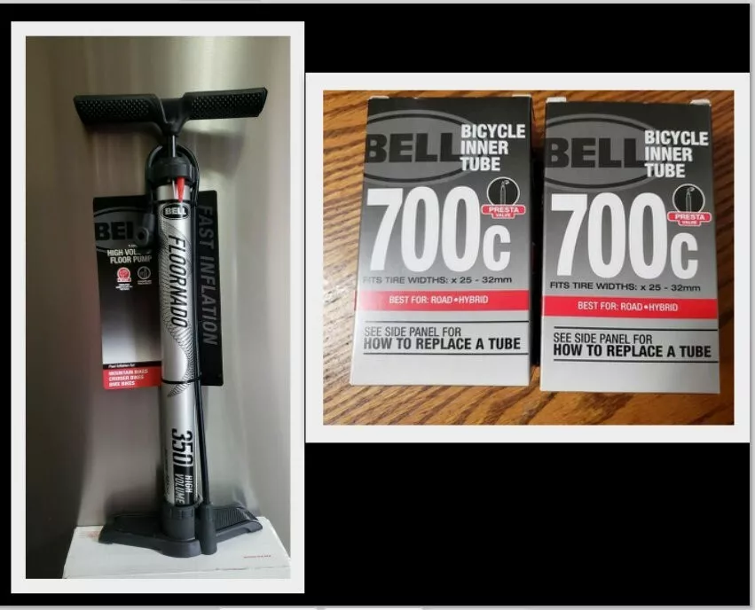 BELL FLOORNADO 350 High Volume Floor Pump 2 Bell 700c x 25 32mm Inner Tube