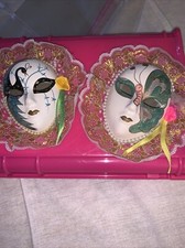2 Mardi Gras 5" Mask. Ceramic Wall Art