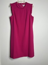 J. Crew A Line Sleeveless Dress Size 12 Womens Zip up Back Bright Pink Career