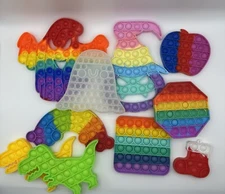 Fidget Toy Lot Push Bubble Pop It Sensory Rainbow, Ghost Dino Apple Witch