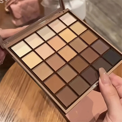25-Color Eyeshadow Palette - Neutral Gray and Brown Earth Tones, Coffee and Choc
