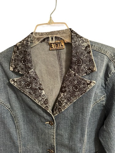ETHYL Vintage Western Denim Jacket Blue Womens 1X Button Long Sleeve Embroidered - Bild 10 von 20
