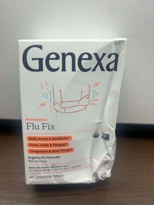 Genexa Flu Fix 60 Chewable Tablets Kids Adults Organic Non GMO Acai Berry