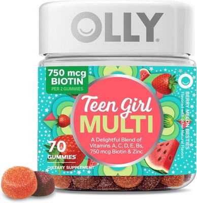 Olly Teen Girl Multi Gummy, Healthy Skin and Immune 70 Count (Pack of 1) 