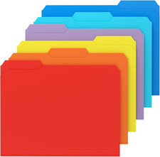 6 Pack Plastic Colored File Folders, Filing Folders for Letter Size, Poly File F