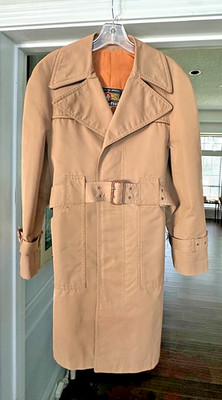 DUNHILL ITALY NY.  CHOCOLATE BROWN TRENCH COAT RAINCOAT PLAID LINING MENS SMALL