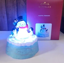 PLAYFUL PENGUINS 2021 WORKS Hallmark Magic Ornament Sound Motion Snowman Snowbal