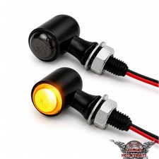 Produktbild - LED Motorrad Blinker Mini Bullet Metall getönt E-Geprüft Hinten Custom Bike Paar