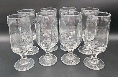 8- Vintage Libbey Chivalry Clear Stemmed Ice Tea / Beer Glasses 7'' 