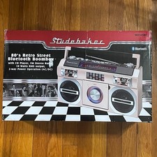 Studebaker Rose Gold Bluetooth Retro 80s Boom Box CD Player FM Radio Open Box