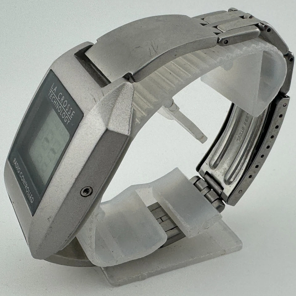 Reloj de Cuarzo LA Crosse WWVB Hombres Plateado Radiocontrolado Día Fecha Batería Nueva 7" Foto 4 de 4