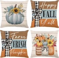 Fall Decorations for Home,Fall Pillow Covers 18 x 18 Inch Set of 4, 11