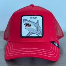 Goorin Bros Animal The Farm Trucker Baseball Snapback Hat Cap Shark Red