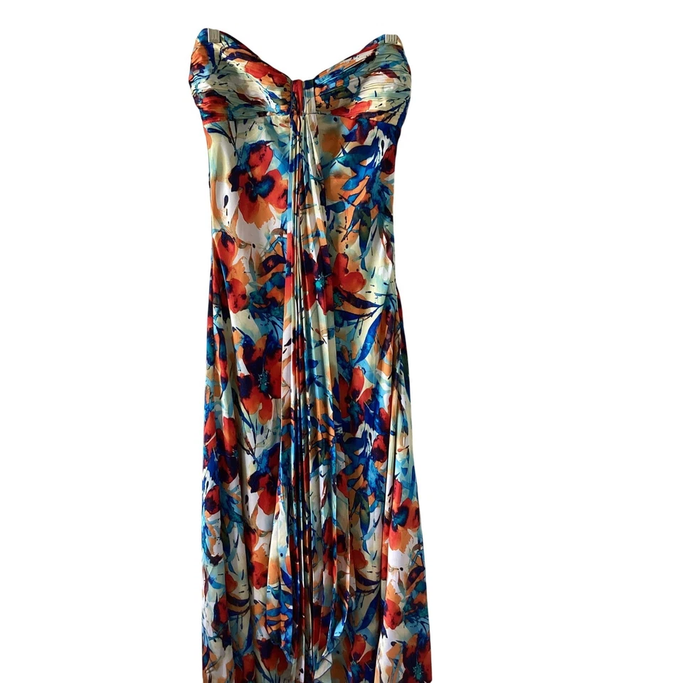 Maxi Vestido Va Voom M Sin Tirantes Estampado Floral Vestido Largo Hecho en EE. UU. Foto 3 de 4