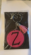 Pink Letter Z Initial Acrylic Round Keychain Tassel