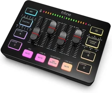 Gaming Audio Mixer RGB PC Mixer w/ XLR Mic Phantom Power Mute SC3