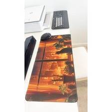 Cozy City Night Black Cat Large Gaming Mouse Pad 23.6"x11.5" Non-Slip Desk Mat