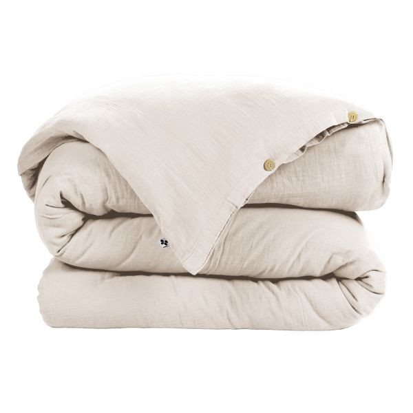 Housse de couette 220x240 cm Gaïa en gaze de coton naturel pour chambre parentale cosie