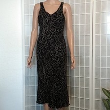**Alfani Black Wavy Dot Print Sleeveless Midi Dress Sheath V-Neck Size 8
