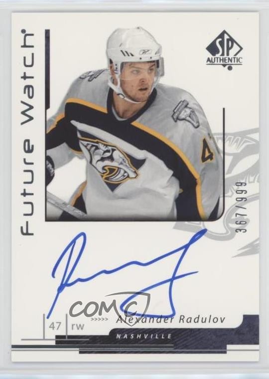 2006 SP Authentic Future Watch 367/999 Alexander Radulov #188 Rookie Auto RC a8r