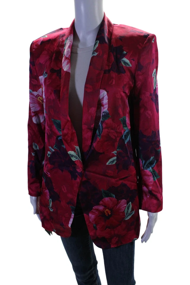 Jaqueta Blazer Pinko Feminina Gola Floral Manga Longa Botões Rosa Tamanho 4 - Imagem 3 de 4