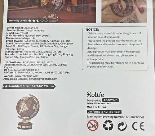 Rolife Global Wonders 3D Wooden Puzzle TGM01 277 pcs age 14+ Decor Learning - Picture 3 of 4