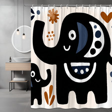 Elephant Shower Curtain, Cute Animal Print, Boho Nursery Decor
