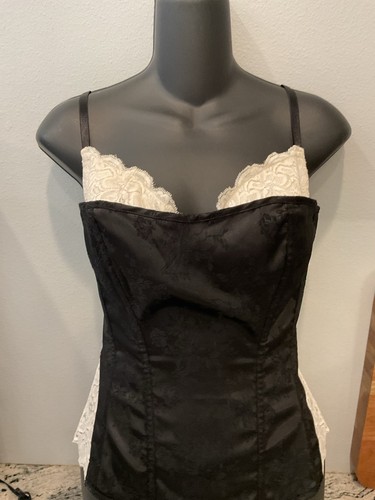 Vintage Y2K Fredericks Of Hollywood Black White Push Up Bustier Corset 36 Bra
