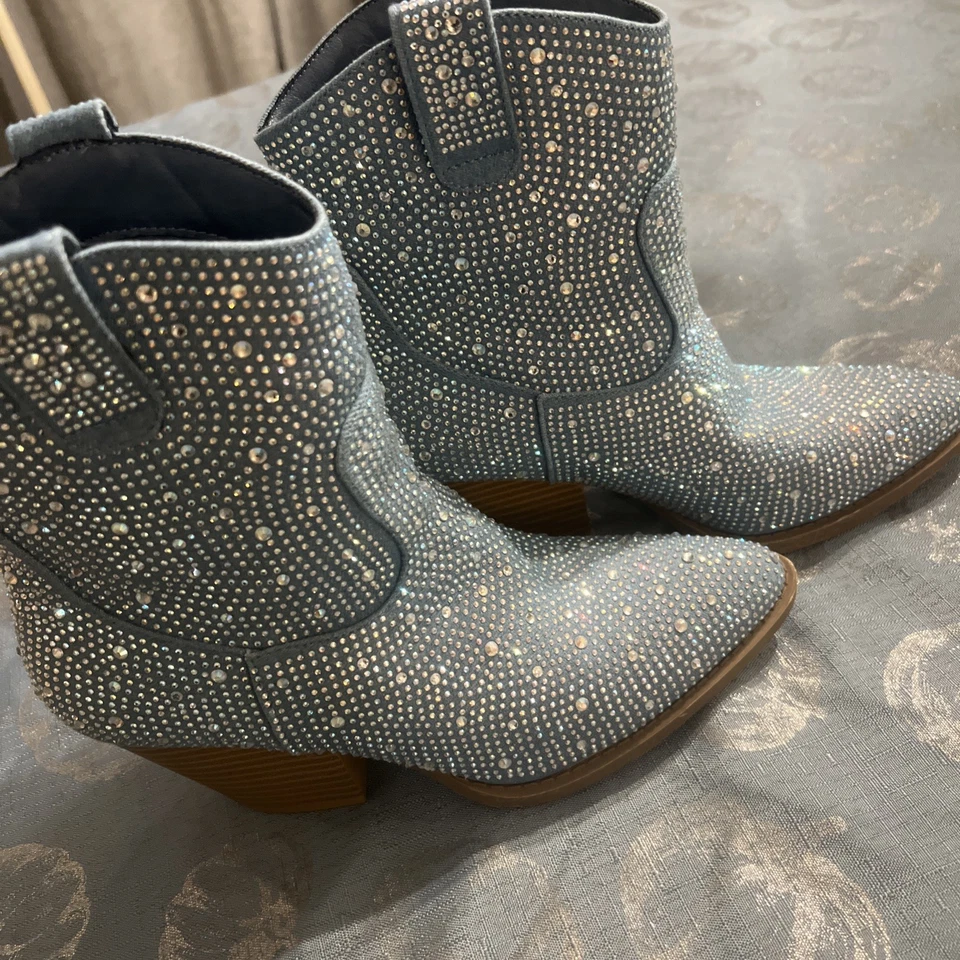 Botines inspirados en Taylor Swift con diamantes de imitación azules excelente estado Foto 2 de 4
