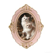 Pink Oval Picture Frame, 4x6 Vintage Pink Gold Frame, Oval Photo Frame Tablet...