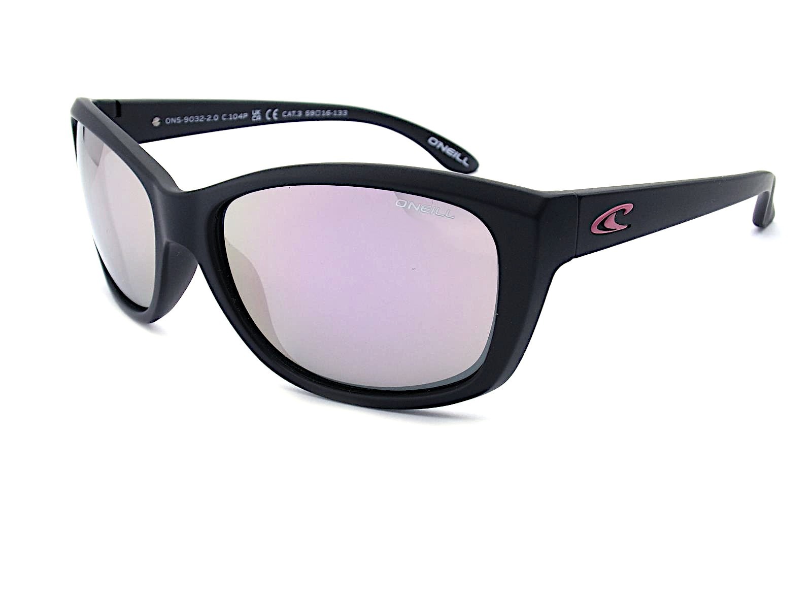 O'Neill Polarized Sunglasses 9032 2.0 Matte Black w/ Pink Mirror AR Lenses 104P