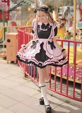 Hot Mens Plus Size Japanese Luxury Maid Dress Waiter Cosplay Lolita Party Prom