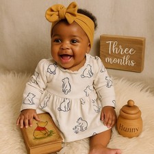 Disney Baby Winnie the Pooh Dress 3–6M | Ivory Cotton Ruffle | Matalan Preloved