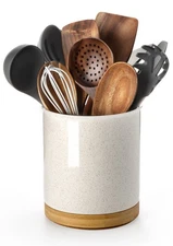 360°Rotating Utensil Holder, 7.2" Large Utensil Crock, Ceramic Cooking Utensi...