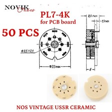 Tube Ceramic Sockets 7 Pin PCB Board Mount  Vintage Silver Plated Pins 50pcs