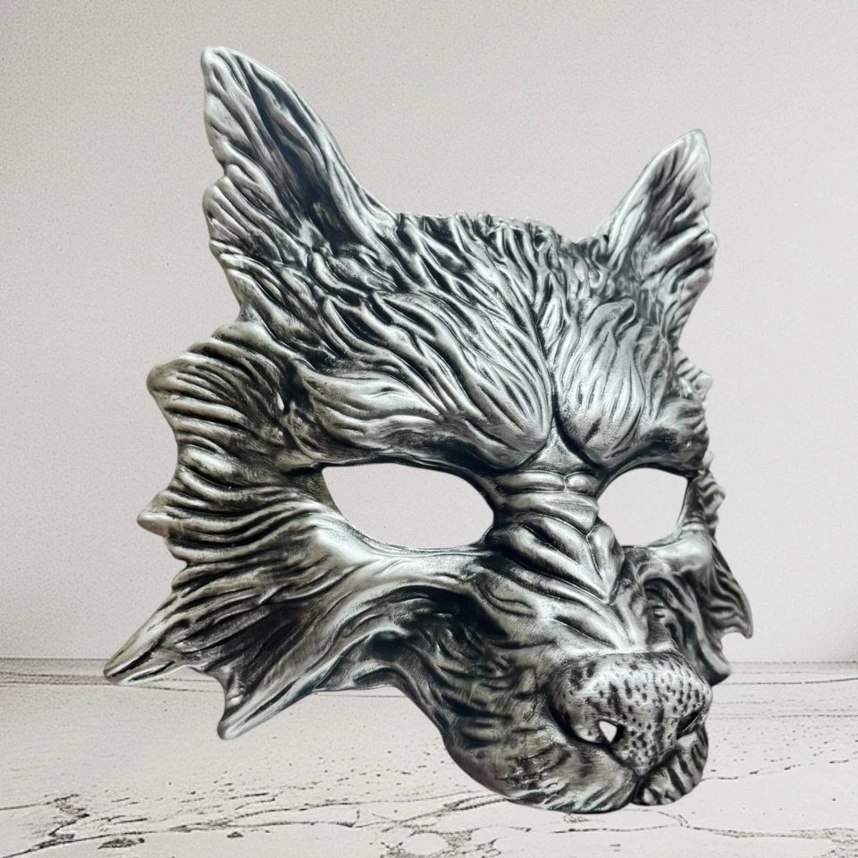 Wolf Mask Animal Masquerade Halloween Costume Party mask (Resin material) Silver - Image 3 of 4