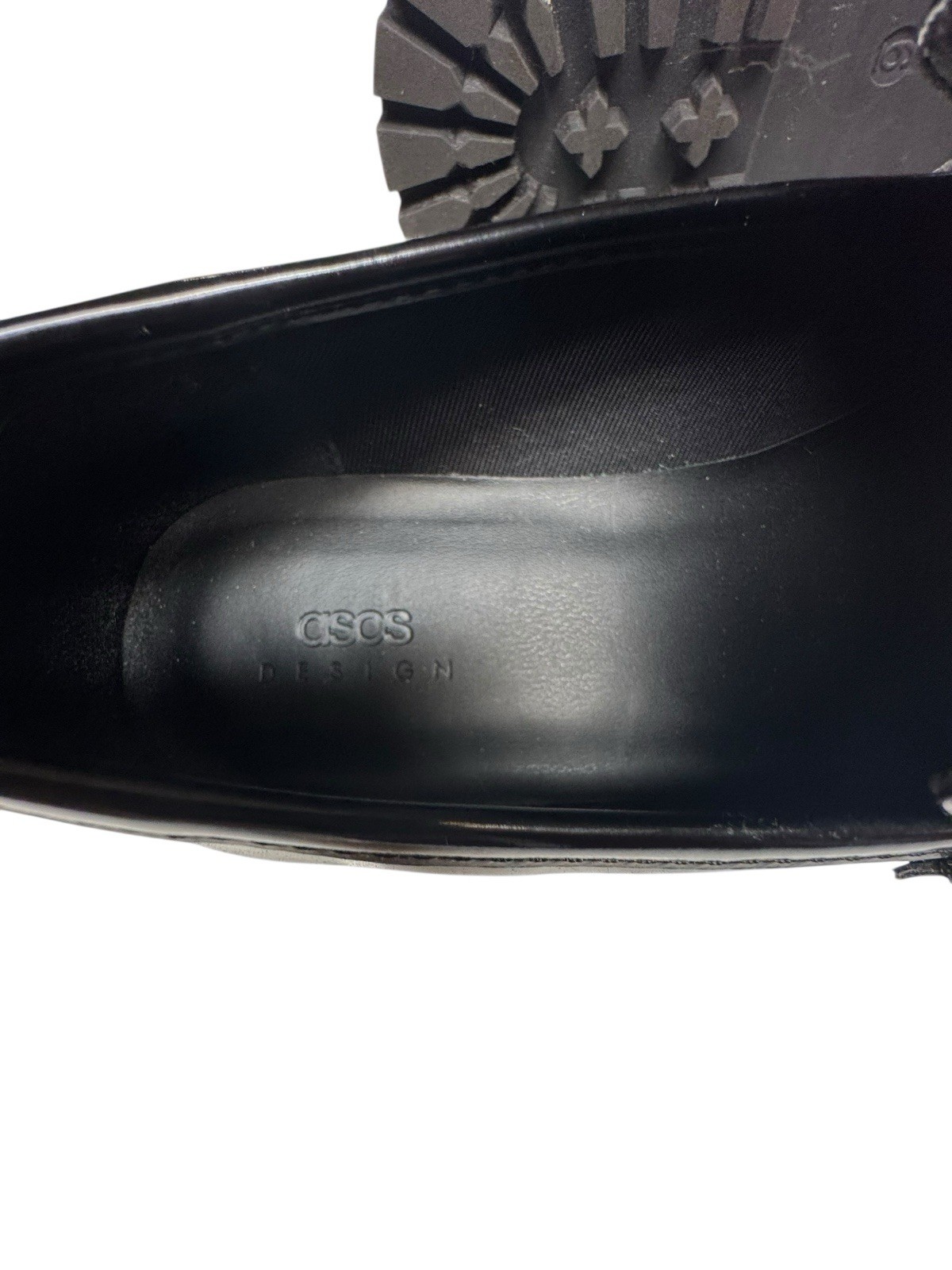 ASOS Design Black Chunky Lug Sole Loafers 6 Gold Horsebit Platform Shoes Women