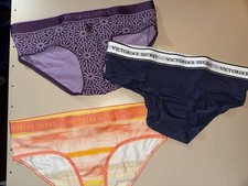 Victoria's Secret Hip Huggers 3 Pack Purple Blue Medium NWT Vintage 2012