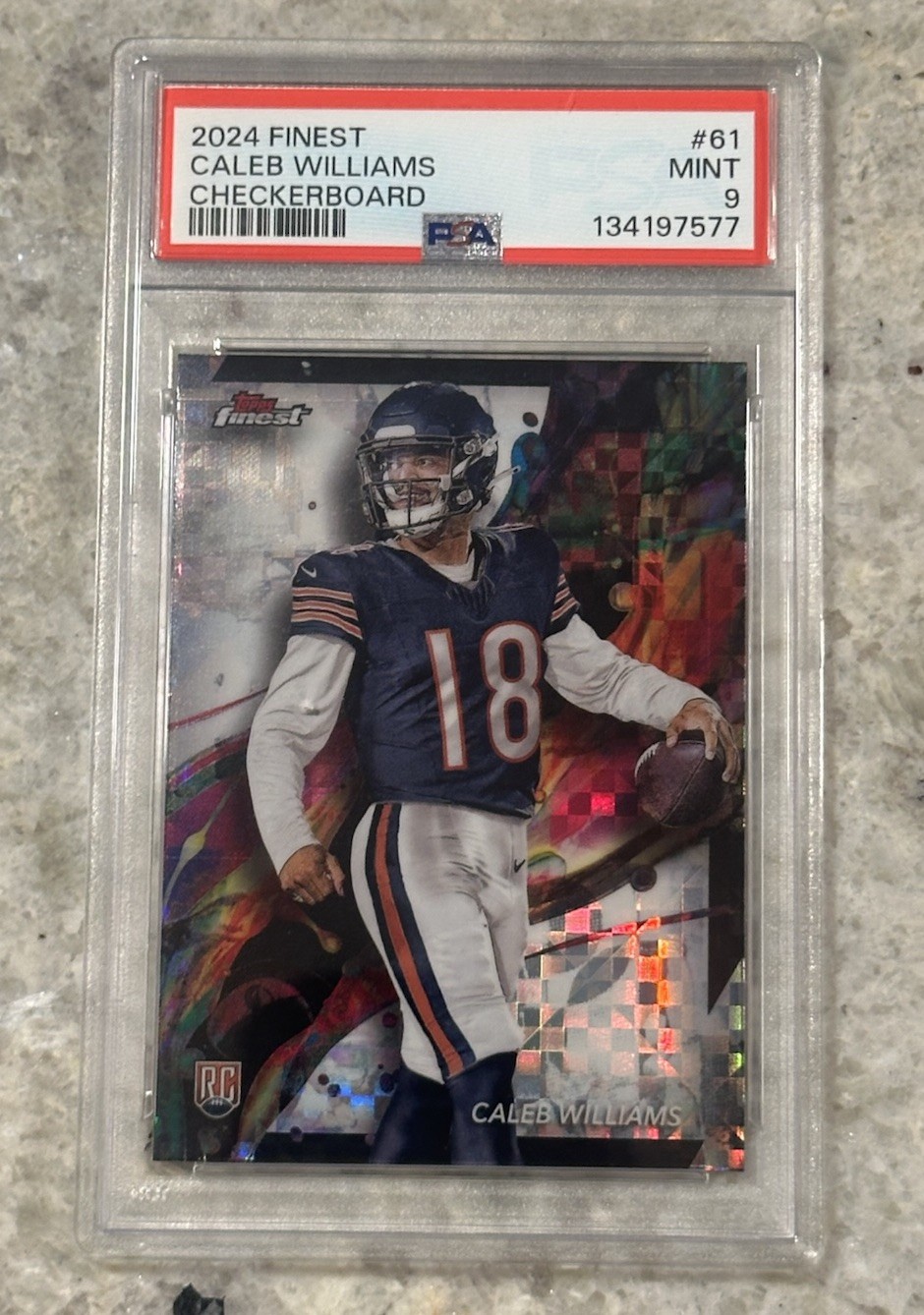 Caleb Williams 2024 Topps Finest #61 RC Checkerboard Refractor PSA 9