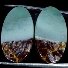 21.50Cts Natural Aqua Chalcedony Pair Oval Cabochon Gemstone 13X24X3MM