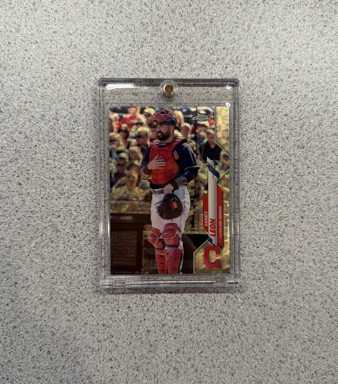 2020 Topps Chrome Update Series #U-48 Sandy Leon Superfractor 1/1 Cleveland RARE view 1