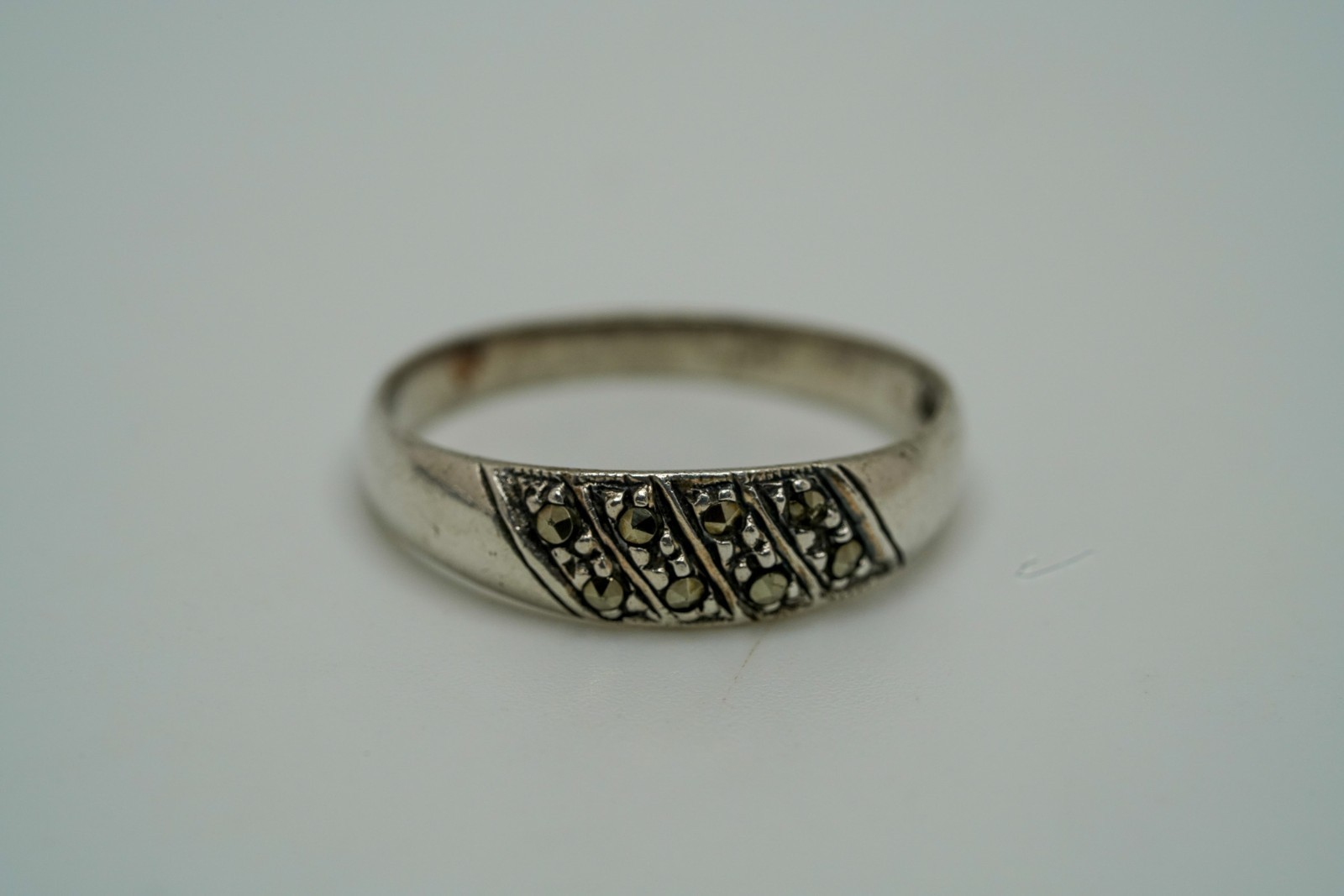 Vintage Sterling Silver Marcasite Stackable Ring … - image 1