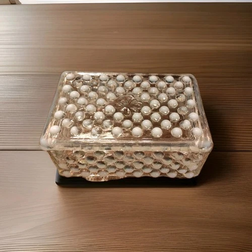 Vintage Fenton Moonstone Opalescent Hobnail Jewelry Box Dish Bowl Lid Cigarette