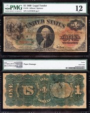 *RARE* Fine graded 1869 $1 "RAINBOW" US Legal Tender Note! PMG 12! 73019*