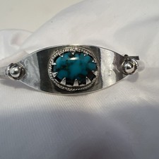 Vtg navajo Clasp bracelet Silver Turquoise Signed LO Child Girl Small Hand 7  